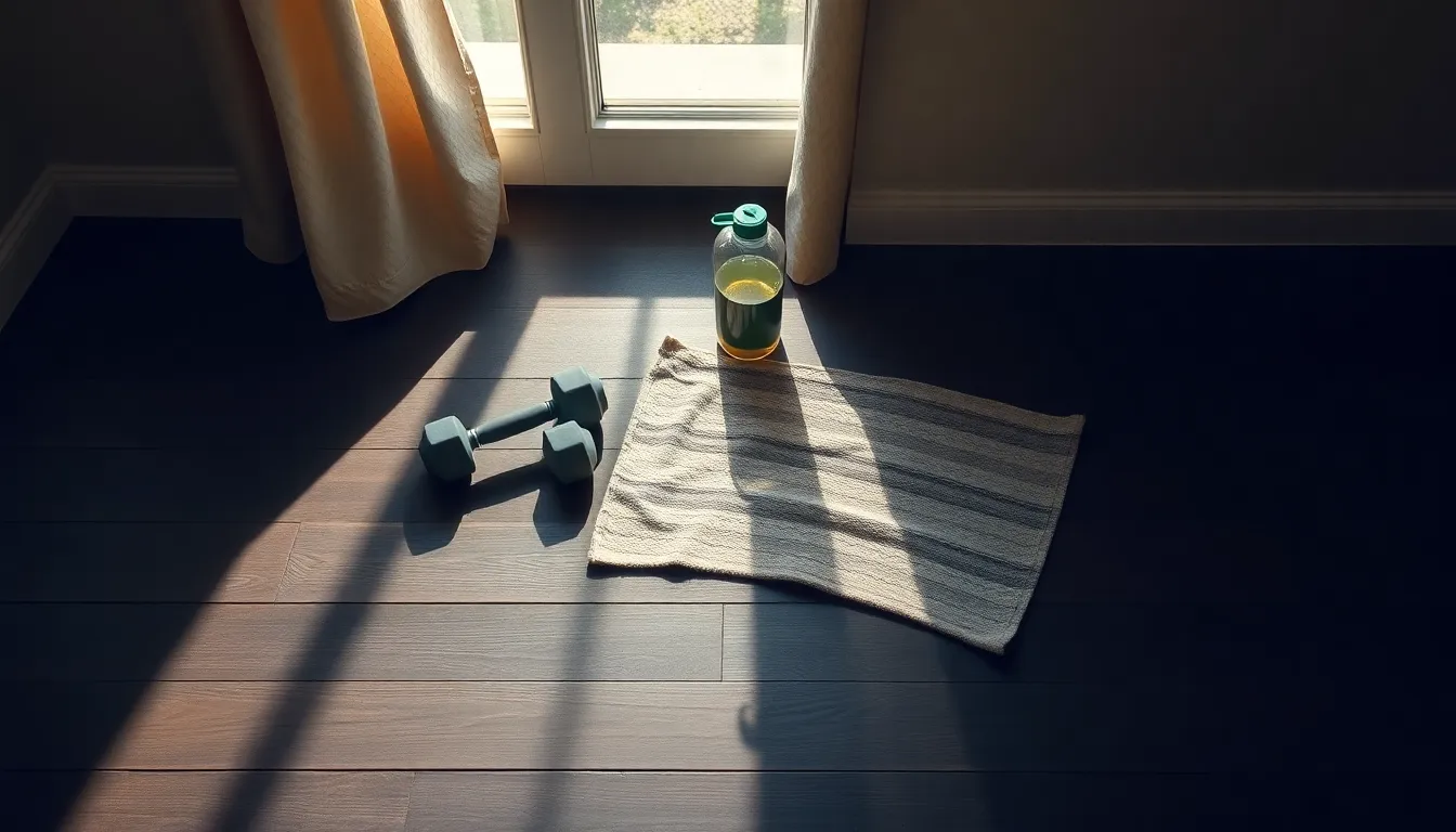 덤벨 운동을 하는 여성