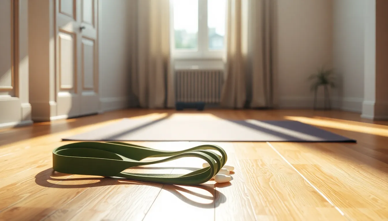 집에서 다양한 홈트 기구로 운동하는 사람의 모습