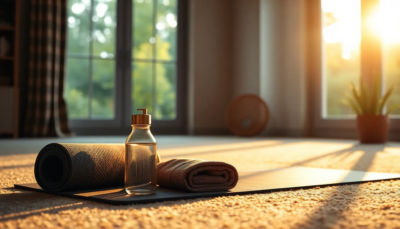 집에서 맨몸 운동하는 여성의 이미지