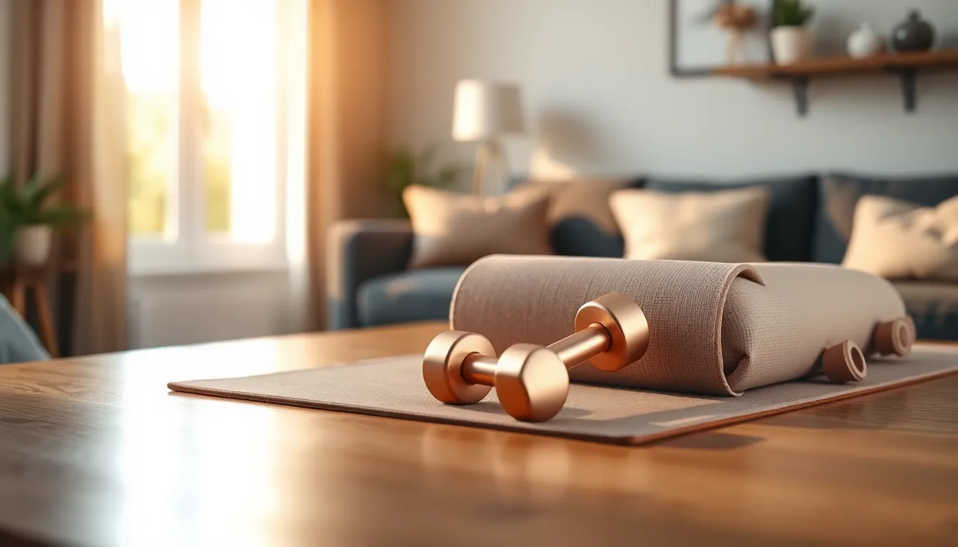 집에서 요가 매트 위에서 운동하는 여성의 모습