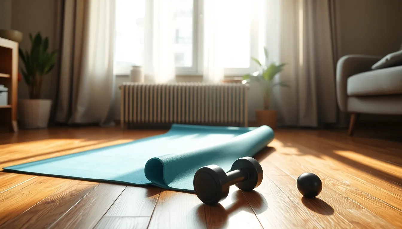 집에서 운동하는 사람의 모습