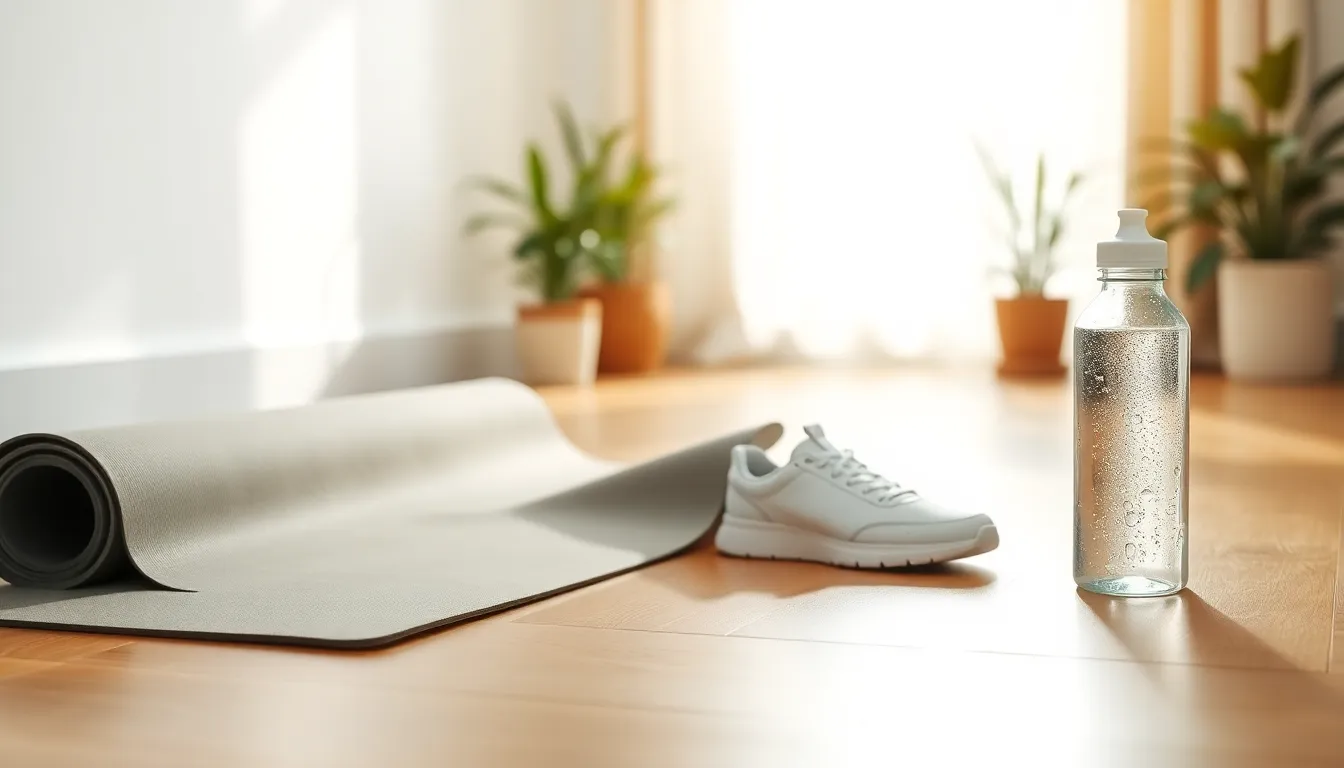 현대적인 헬스장 내부에서 운동하는 사람들