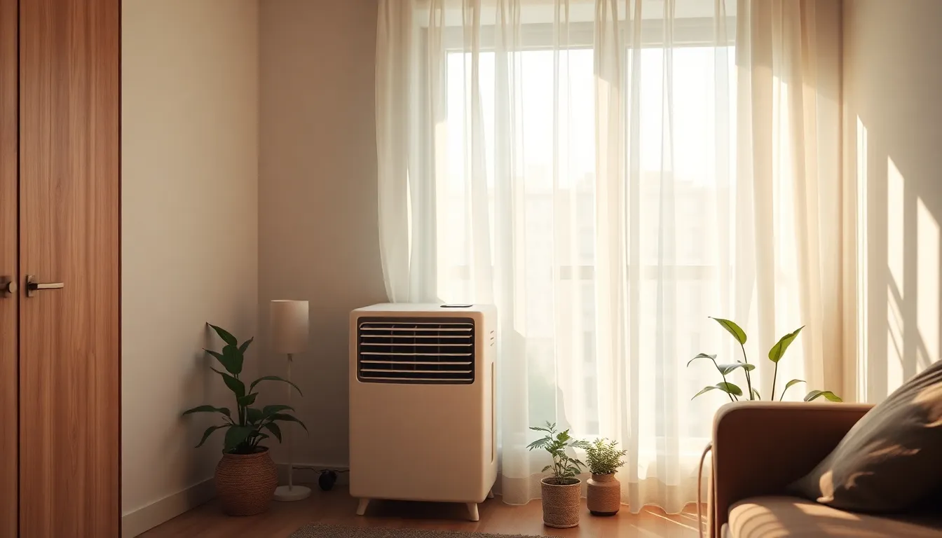 실내에서 운동하는 사람이 시원한 에어컨 바람을 맞으며 상쾌하게 운동하는 모습