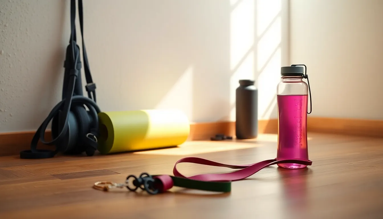 미래형 스마트 홈짐 거울과 운동 기구들